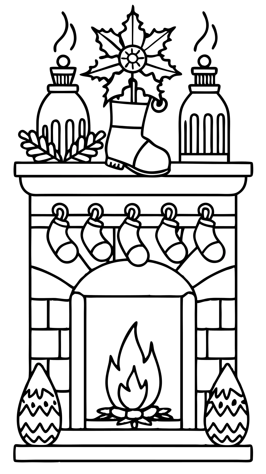 coloring pages of a fireplace